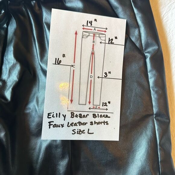EIlly Bazar Black High-Waisted Faux Leather Shorts Size L - Picture 9 of 9